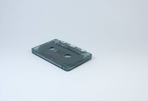 cassette tape and box on white background - Foto, Imagem