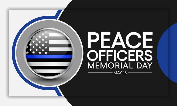El Día de los Oficiales de Paz se celebra el 15 de mayo de cada año en los Estados Unidos que rinde homenaje a los oficiales locales, estatales y federales que han muerto o han sido discapacitados, en cumplimiento del deber. arte vectorial - Vector, Imagen