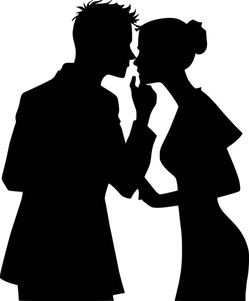 silhouette of a couple on a white background - Photo, Image