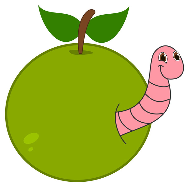 Un gusano que emerge de una manzana
 - Vector, imagen