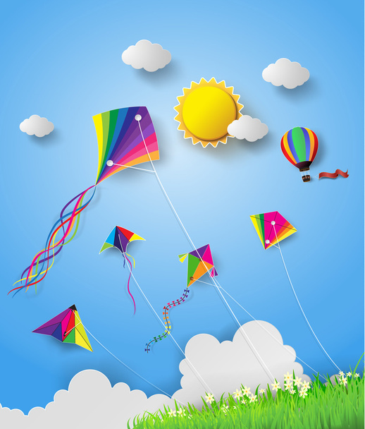 Kite op sky - Vector, afbeelding