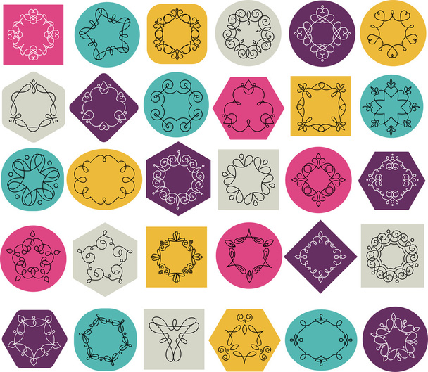 Коллекция абстрактных геометрических икон, элементов и рамок
 - Вектор,изображение