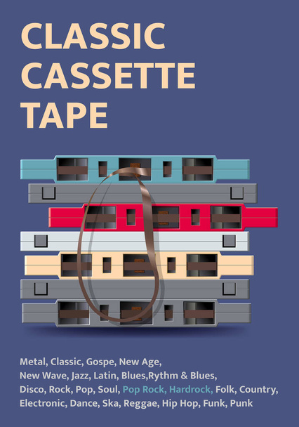 cassette tape poster vintage layout  - Φωτογραφία, εικόνα