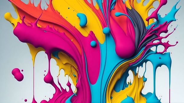 coloridas salpicaduras de pintura sobre fondo neutro, arte abstracto  - Foto, Imagen