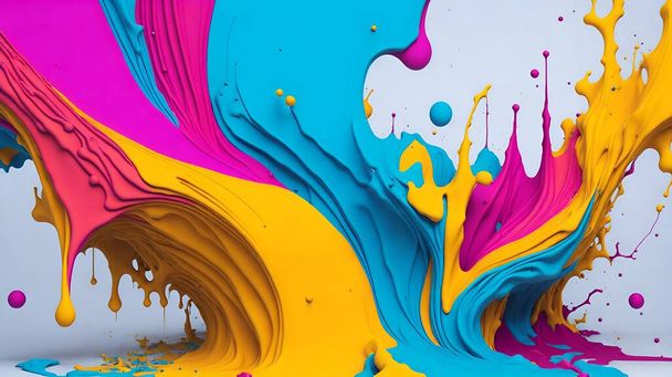 éclaboussures colorées de peinture sur fond neutre, art abstrait  - Photo, image