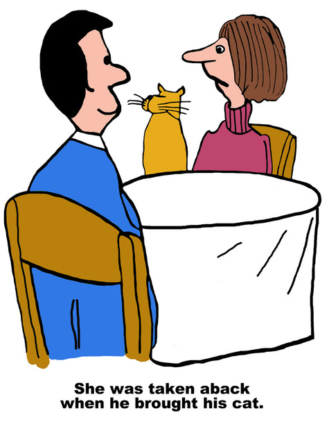Dinner out with cat - Vector, Image