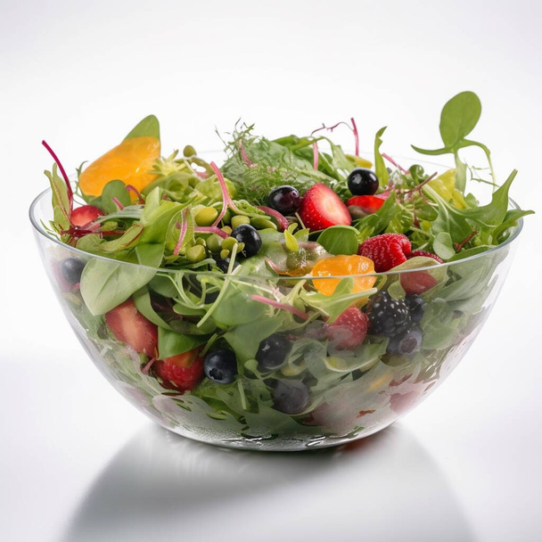 A Bowl of Healthy Salad - Voedzame maaltijd met verse groenten en bladgroenten - Created with Generative AI - Foto, afbeelding