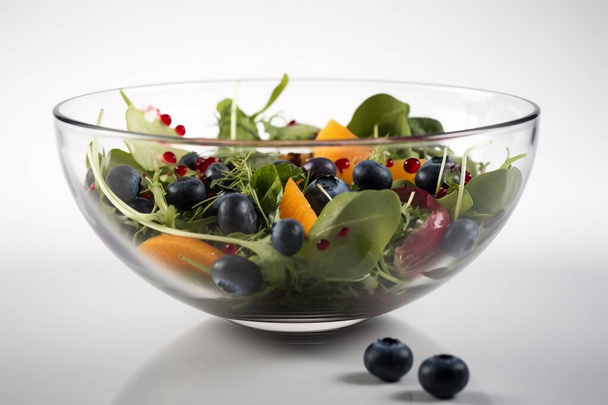 Ένα μπολ με Υγιεινή Σαλάτα - Διατροφικό Γεύμα με Φρέσκα Λαχανικά και Φύλλα Πράσινα - Δημιουργήθηκε με Generative AI - Φωτογραφία, εικόνα