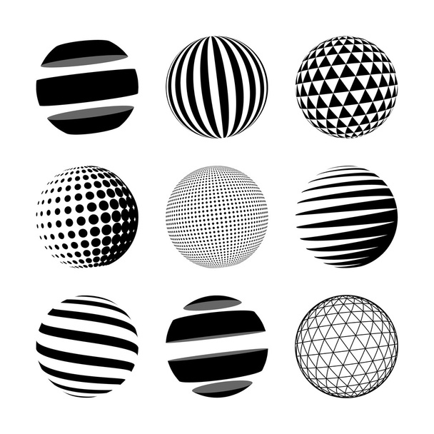 Set of black abstract sphere - Vector, Image