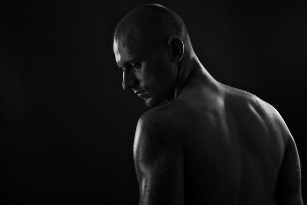 Poto of naked athlete with strong body - Φωτογραφία, εικόνα