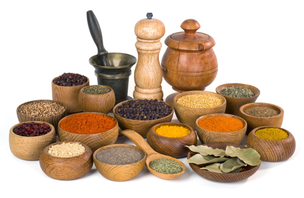 spices and herbs on white background - Photo, Image