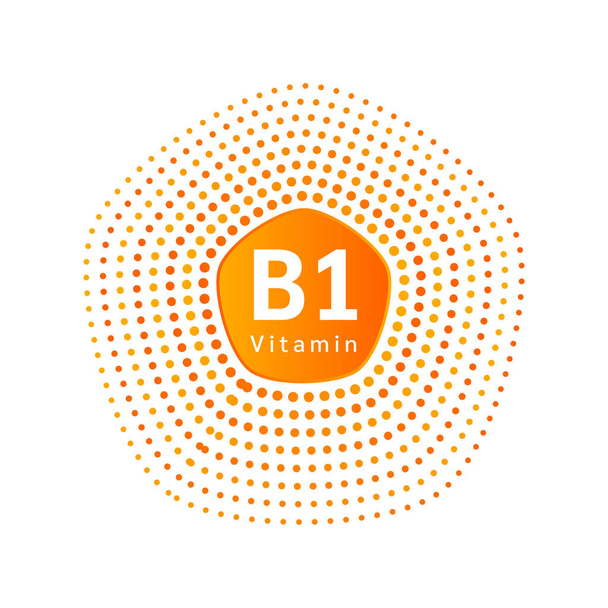 Витамин B1 оранжевый иконка форме плоский стиль на белом изолированном фоне. Уход за кожей и медицинская концепция. Векторная иллюстрация. - Вектор,изображение