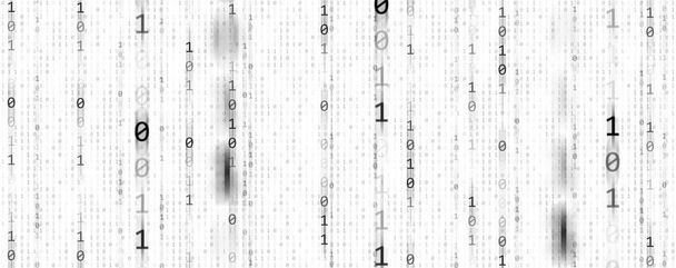 Arrière-plans de code binaire, une séquence de zéro et un nombre noir sur un fond blanc. Numéros de la matrice informatique. Le concept de codage et de cybersécurité  - Photo, image