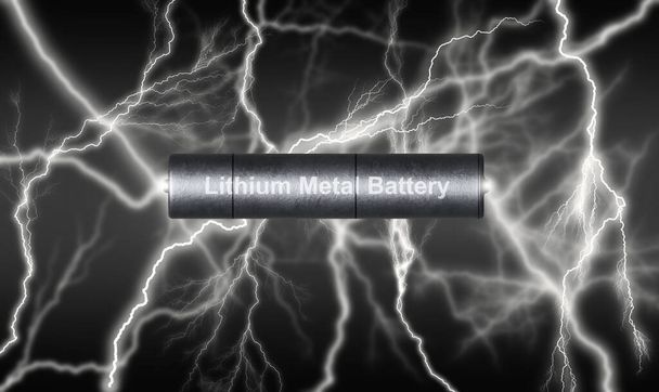 Ilustración 3D, batería de metal de litio. La batería proporciona la mayor densidad de energía posible, potencialmente el doble que las baterías de iones de litio. Tecnología energética - Foto, imagen
