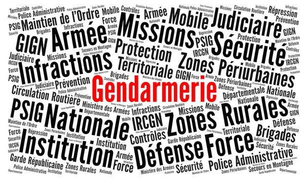 Francuski żandarmeria słowo chmura w języku francuskim - Zdjęcie, obraz