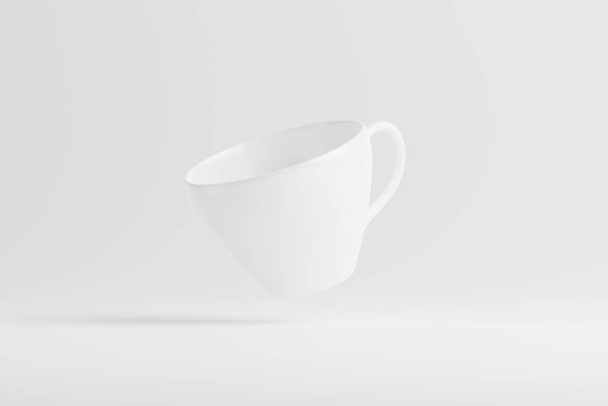 taza de taza de cerámica para té de café blanco en blanco 3D representación burla para la presentación de diseño - Foto, Imagen