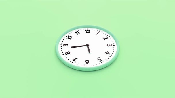 3d rendering of a green wall clock on a green background. - Foto, afbeelding