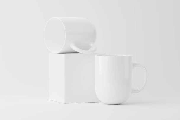 Copo cerâmico da caneca para o chá de café branco em branco 3D renderização Mockup para apresentação do projeto - Foto, Imagem
