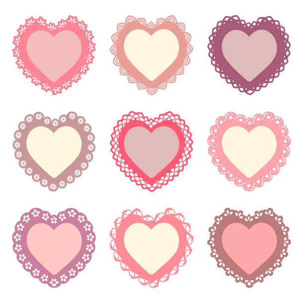set of heart shaped frames - Вектор,изображение