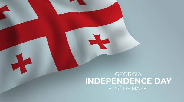 Georgia šťastný den nezávislosti vektorový prapor, přáníčko. Gruzínská vlnitá vlajka ve 26. květnu národní vlastenecká dovolená horizontální design - Vektor, obrázek