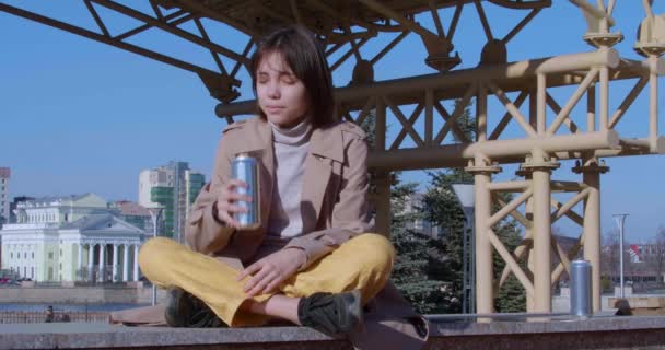 Energy drinks: danger for teenagers. Childrens addiction to high sugar drinks. The harm of energy drinks and childrens dependence on drinks with a high sugar content. - Footage, Video