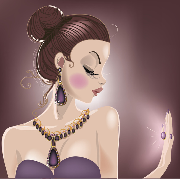 Dívka s šperky - vektorové ilustrace - Vektor, obrázek