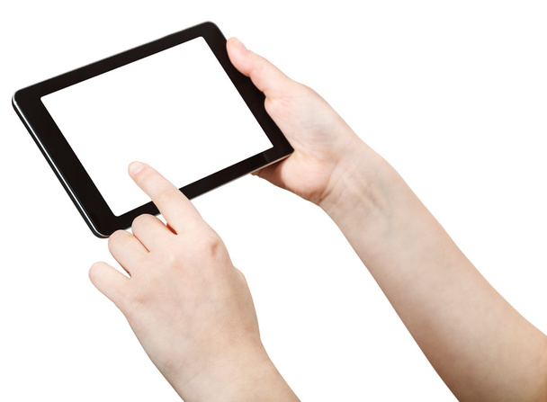 δάχτυλο τύπου tablet pc με αποκόπτω οθόνη - Φωτογραφία, εικόνα