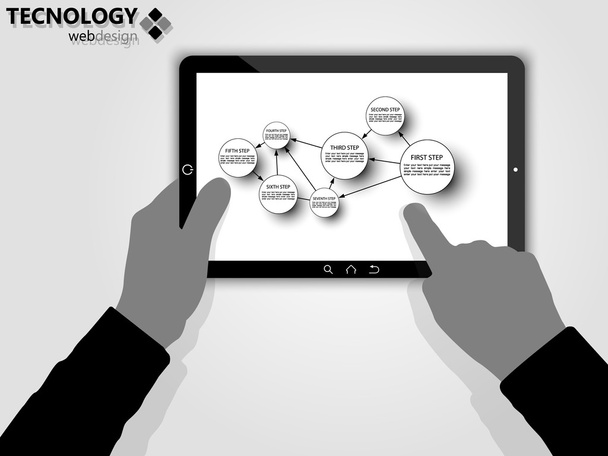 Tablet mit Optionen zur Infografik - Vektor, Bild
