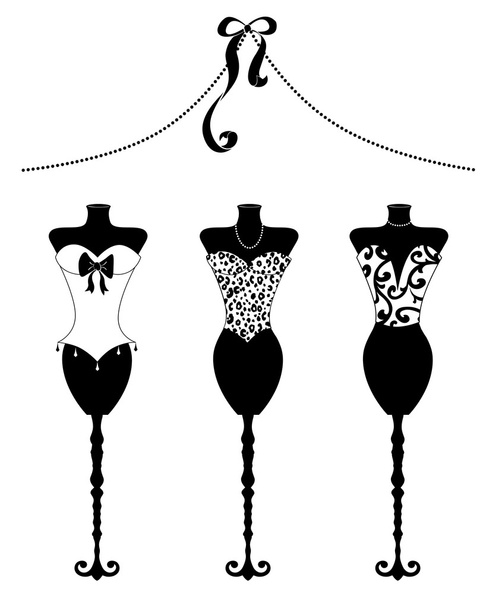 Formes de robe de mode chic avec Bustiers noir et blanc
 - Photo, image