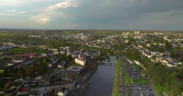 Cityscape of Le Mans, it is a city in France, on the Sarthe River. Filmed during the summer. Le Mans is located in the Pays de la Loire region, western France. Aerial view. - Footage, Video