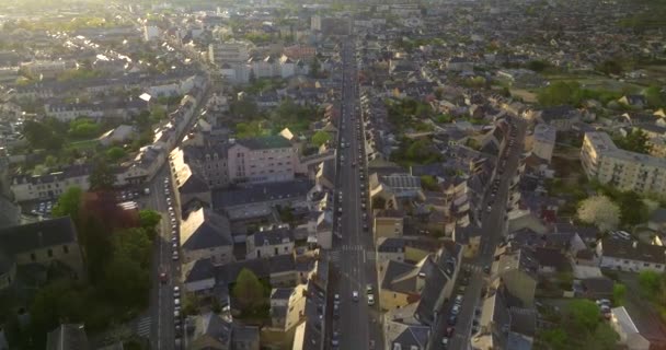 Cityscape of Le Mans, it is a city in France, on the Sarthe River. Filmed during the summer. Le Mans is located in the Pays de la Loire region, western France. Aerial view. - Footage, Video