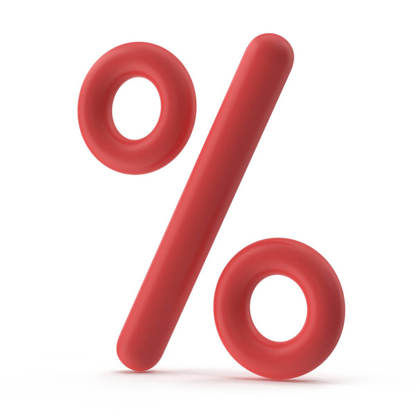 Red Percentage Symbol, Esta é uma imagem gerada por computador 3d renderizado. Isolado em branco. - Foto, Imagem