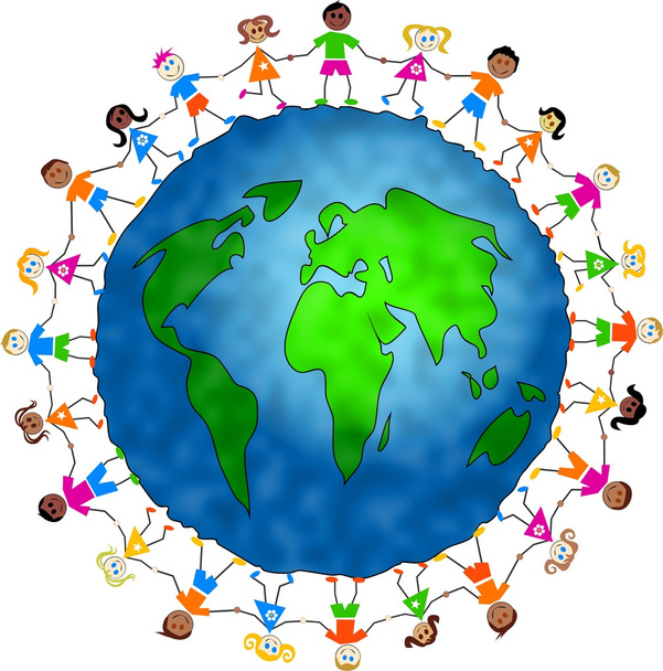 Kids around world globe - Photo, Image
