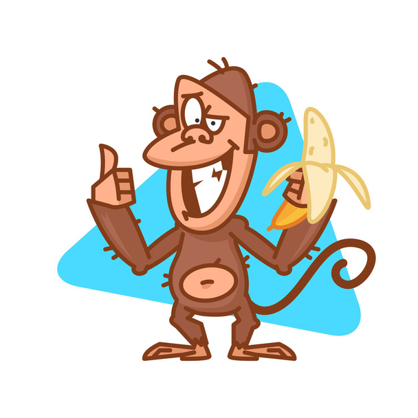 Apina pitää banaani ja näyttää peukalot ylös
 - Vektori, kuva
