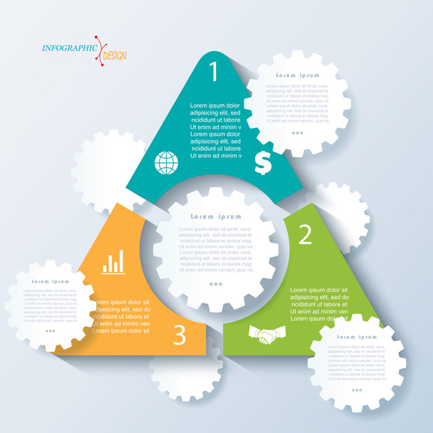 Template of business concept design with triangle, cogwheels and - Vector, imagen