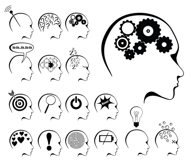 Conjunto de iconos de actividad cerebral y estados
 - Vector, imagen