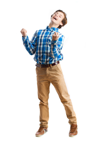 celebrating boy gesture - Φωτογραφία, εικόνα