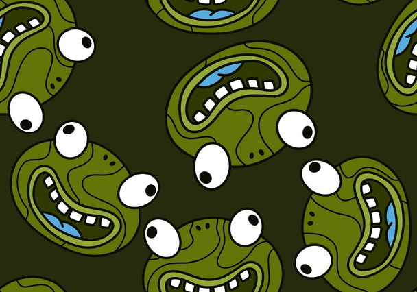 Cartoon kawaii animals seamless frogs pattern for wrapping paper and fabrics and linens and kids clothes print and kindergarten textiles. High quality illustration - Φωτογραφία, εικόνα