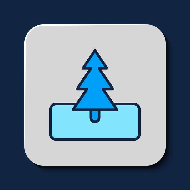 Filled outline Tree icon isolated on blue background. Forest symbol.  Vector - Вектор,изображение