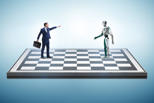 Concept of chess played by the humans versus robots - Фото, изображение