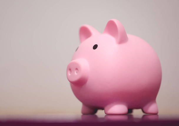 Close-up view of pink piggy bank. Finance concept. - Fotó, kép