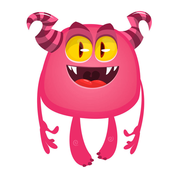 Funny cartoon monster. Vector illustration of cute monster character - Vettoriali, immagini