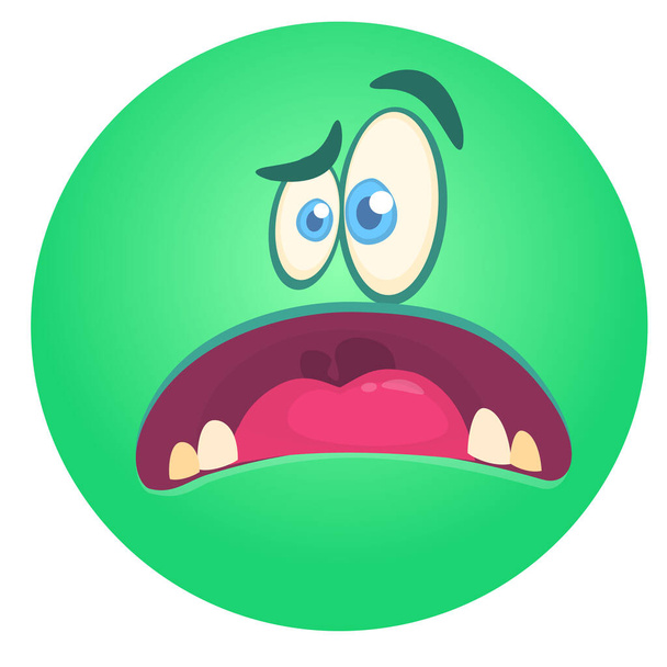 Vtipná kreslená zombie tvář. Vektor Halloween monstrum kolo avatar - Vektor, obrázek