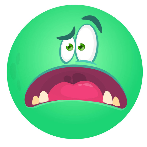 Funny cartoon zombie face. Vector Halloween monster round avatar - Вектор,изображение