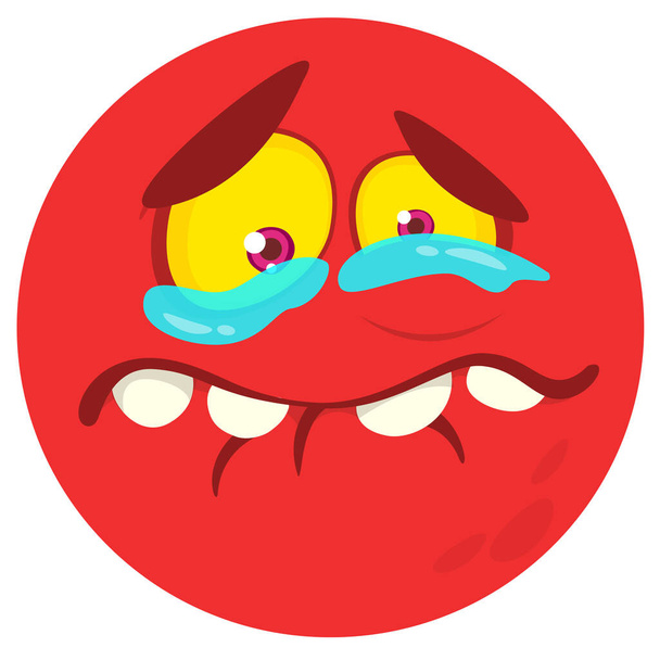 Crying cartoon monster face. Vector Halloween monster round avatar - Vektor, kép