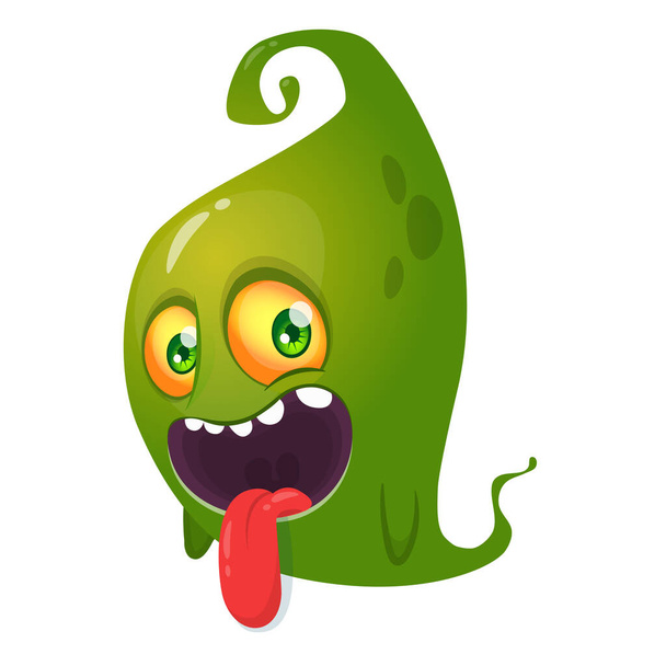 Funny cartoon green cute monster. Vector Halloween illustration - Vetor, Imagem