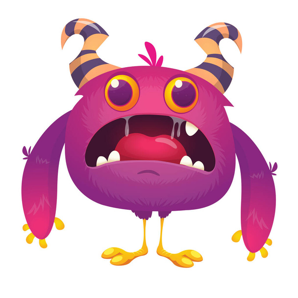 Scared cartoon pink monster. Vector character illustratio - Vetor, Imagem