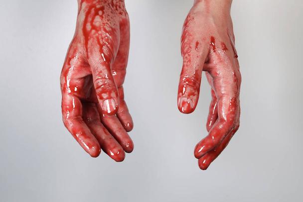 Bloody hands, concept of murder, serial maniac, violence - Photo, Image