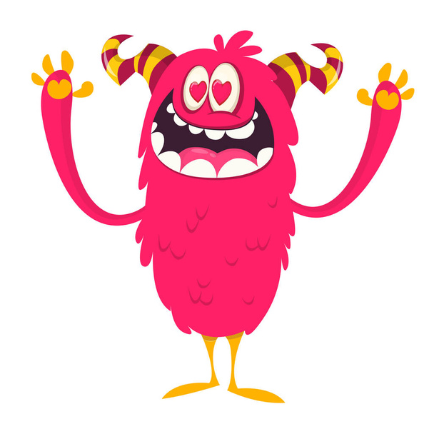 Funny cartoon monster creature. Vector Halloween illustration. - Vektor, kép