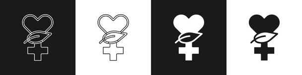 Set Ethnoscience icon isolated on black and white background. Gardening, ethnoscience and organic concept.  Vector - Vector, Image